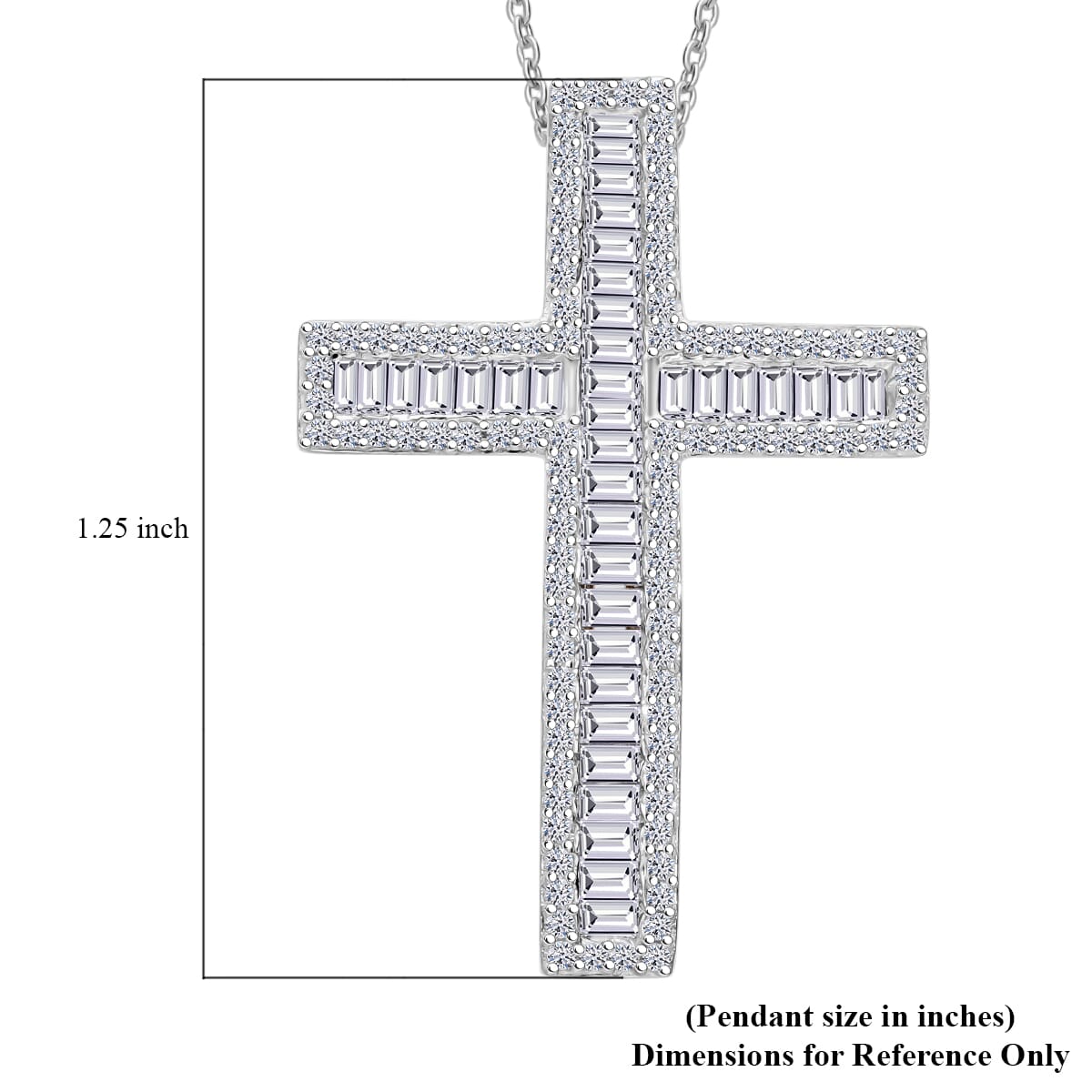 Luxuriant Lab Grown Diamond G-H SI 1.00 ctw Cross Pendant Necklace in Rhodium Over Sterling Silver 20 Inches image number 3