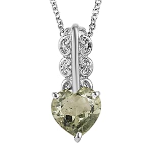 EverTrue Montezuma Prasiolite 3.60 ctw Pendant Necklace in Stainless Steel 20 Inches 