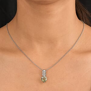 EverTrue Montezuma Prasiolite 3.60 ctw Pendant Necklace in Stainless Steel 20 Inches 