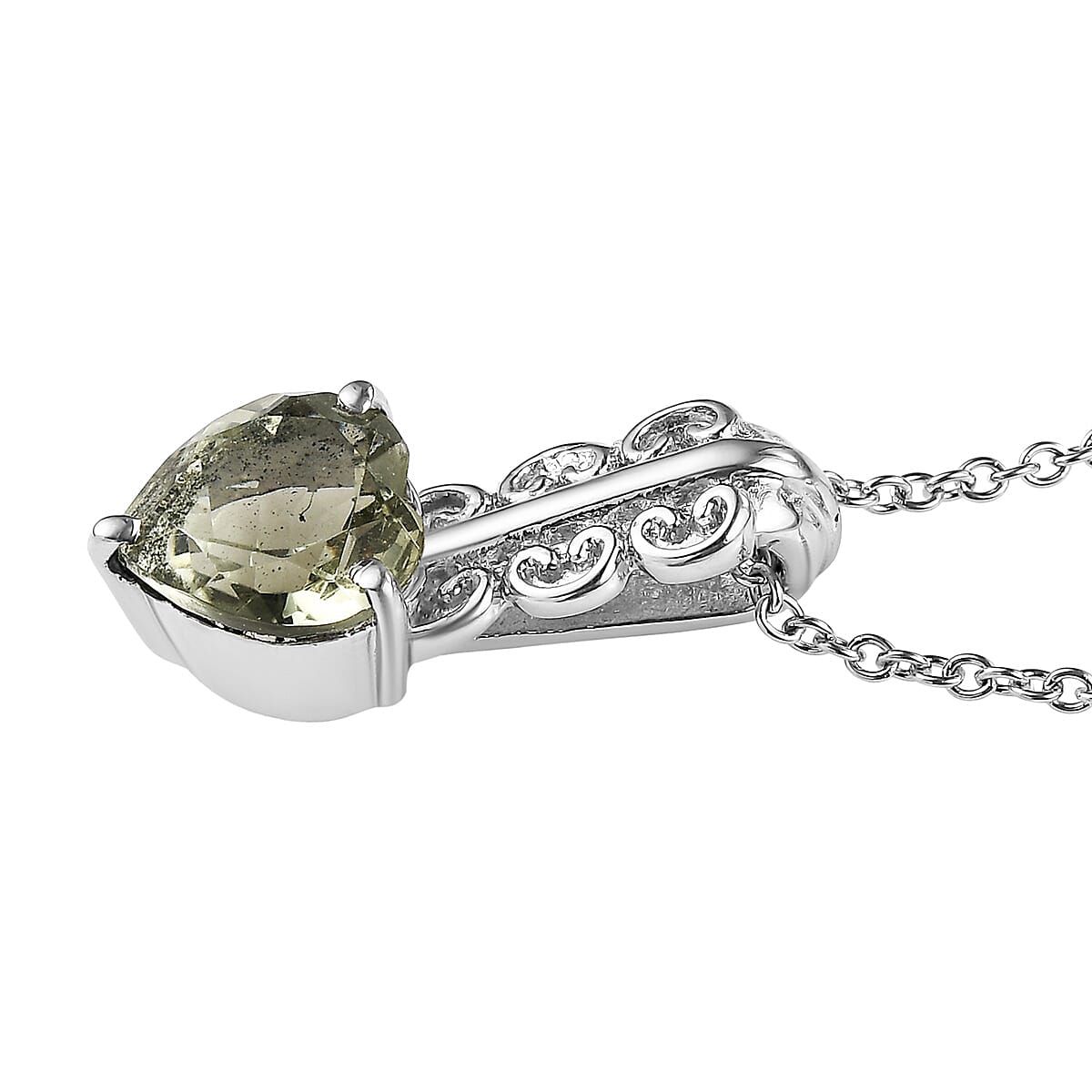 EverTrue Montezuma Prasiolite 3.60 ctw Pendant Necklace in Stainless Steel 20 Inches  image number 3
