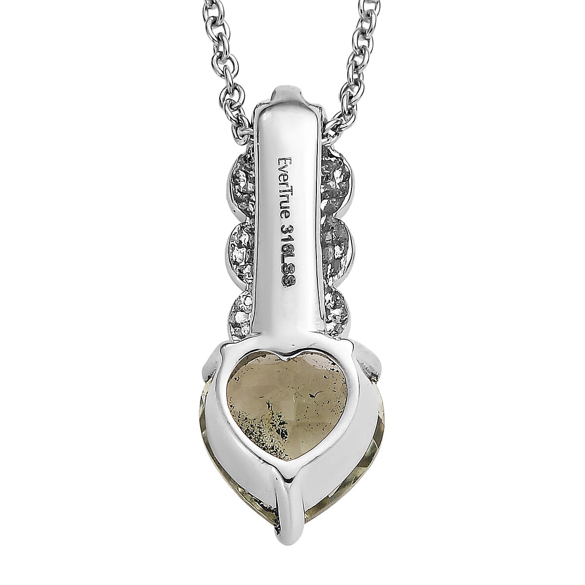 EverTrue Montezuma Prasiolite 3.60 ctw Pendant Necklace in Stainless Steel 20 Inches 