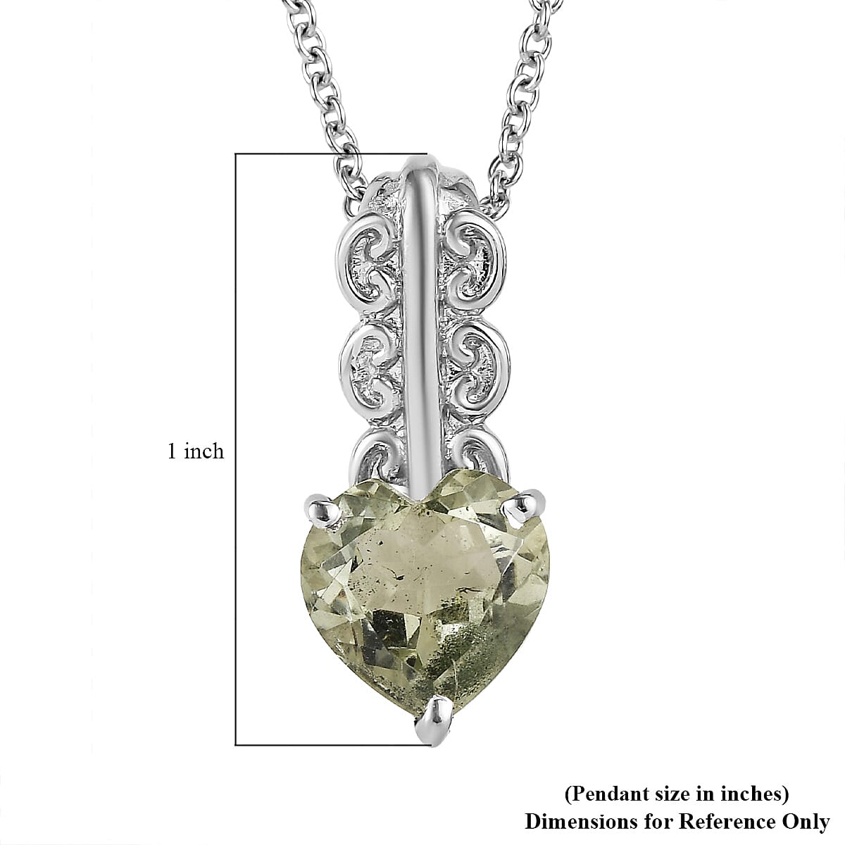 EverTrue Montezuma Prasiolite 3.60 ctw Pendant Necklace in Stainless Steel 20 Inches  image number 5