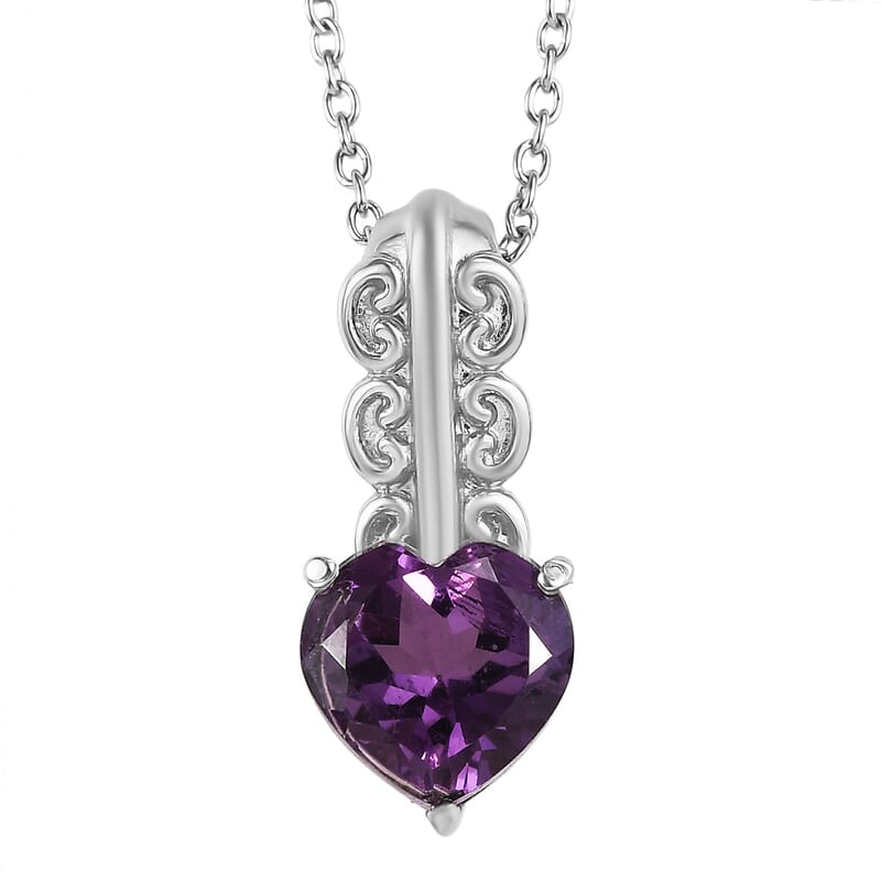 EverTrue Rose De France Amethyst 3.20 ctw Pendant Necklace in Stainless Steel 20 Inches