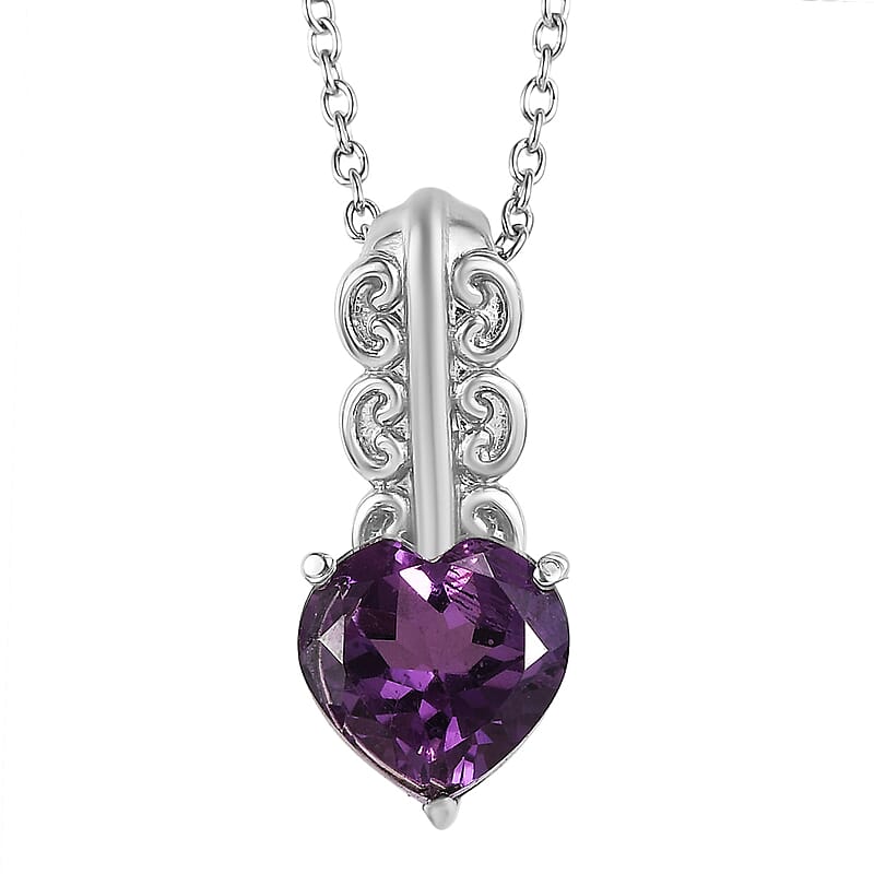 EverTrue Rose De France Amethyst 3.20 ctw Pendant Necklace in Stainless Steel 20 Inches