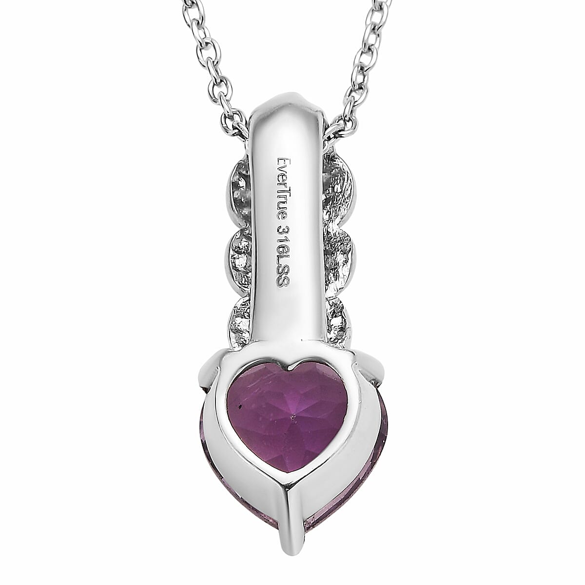 EverTrue Rose De France Amethyst 3.20 ctw Pendant Necklace in Stainless Steel 20 Inches  image number 4