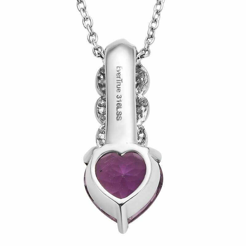 EverTrue Rose De France Amethyst 3.20 ctw Pendant Necklace in Stainless Steel 20 Inches