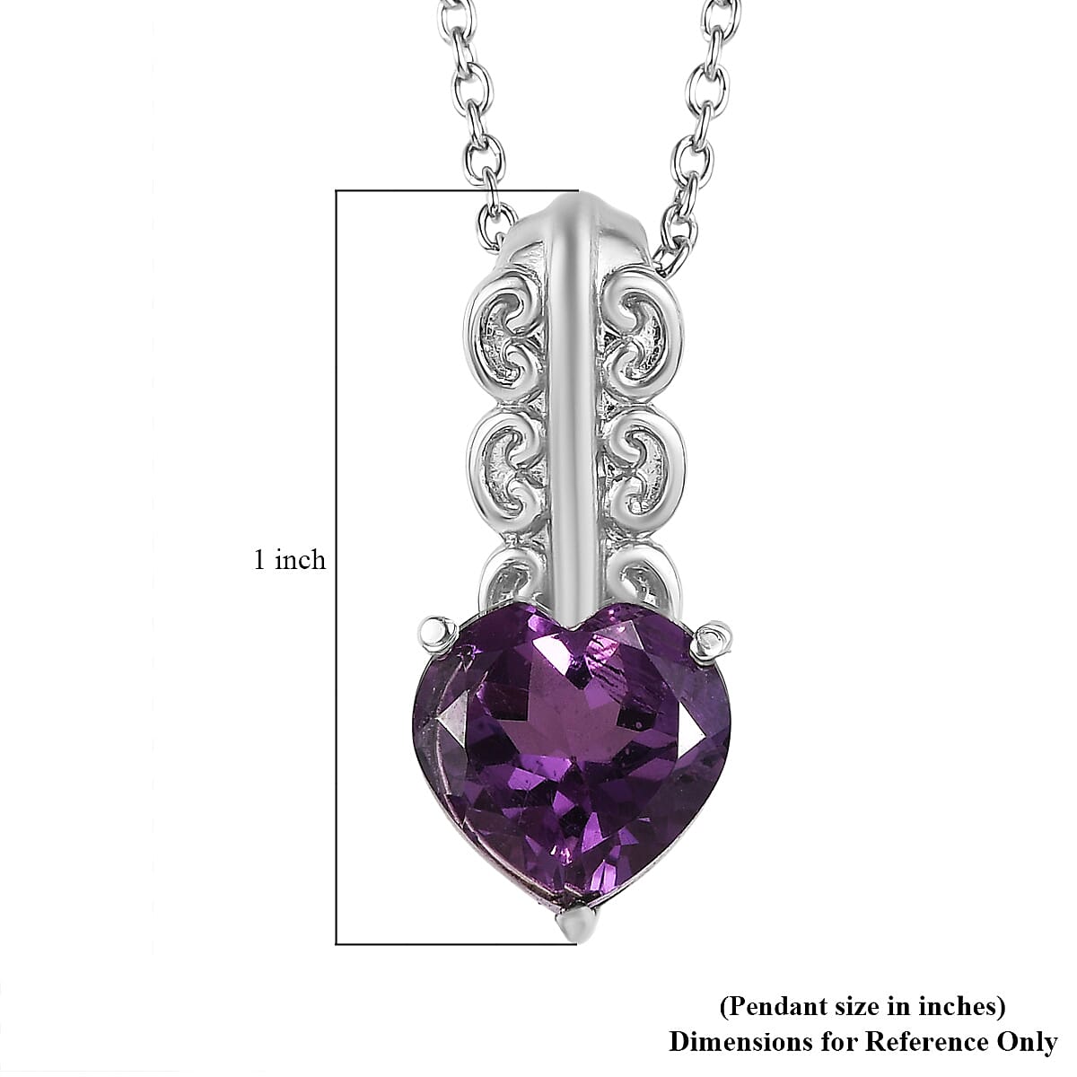 EverTrue Rose De France Amethyst 3.20 ctw Pendant Necklace in Stainless Steel 20 Inches  image number 5