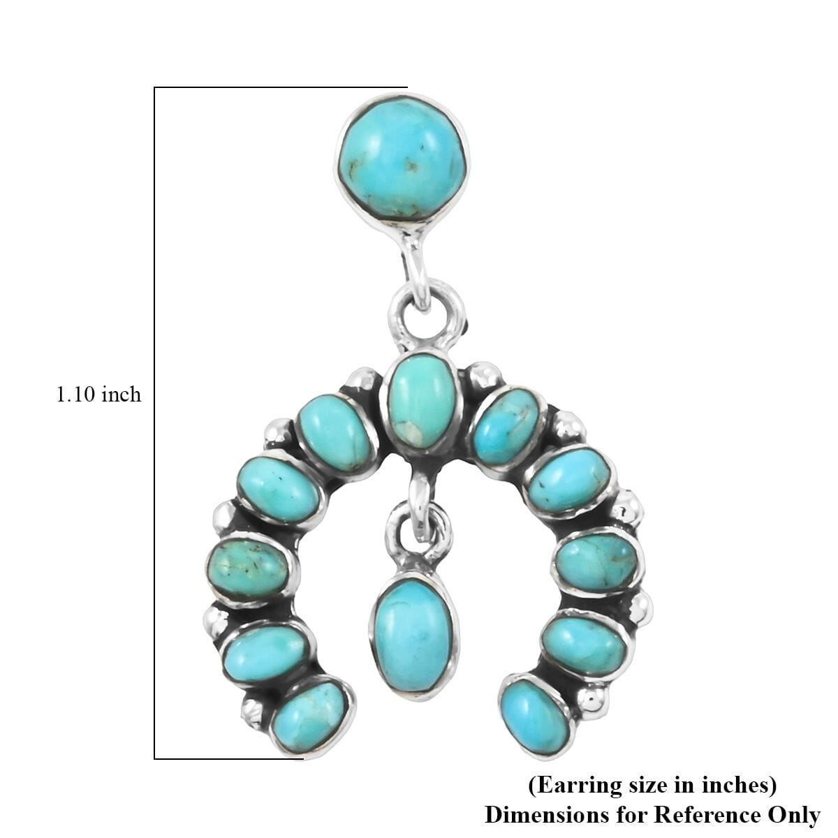 Santa Fe Style Kingman Turquoise 12.00 ctw Horseshoe Pendant and Earrings in Sterling Silver image number 6