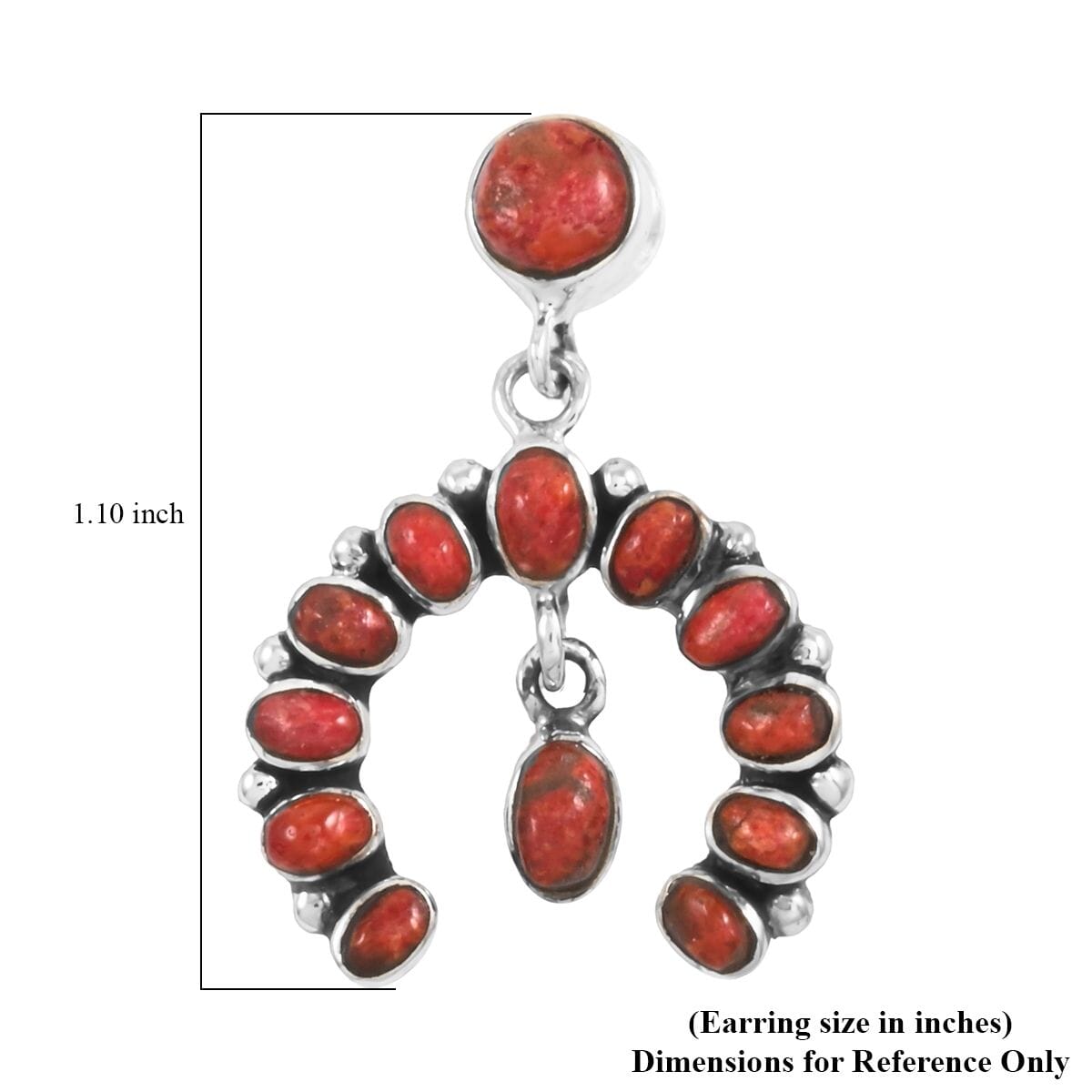 Santa Fe Style Enhanced Red Coral 12.00 ctw Horseshoe Pendant and Earrings in Sterling Silver image number 6