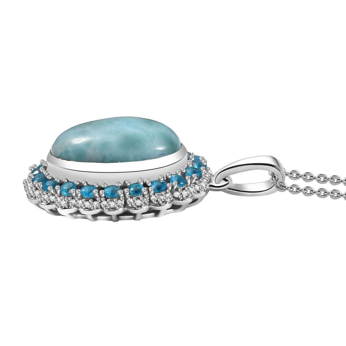 D’Joy Larimar, Multi Gemstone Pendant Necklace (20 Inches) in Rhodium Over Sterling Silver 8.00 ctw image number 3