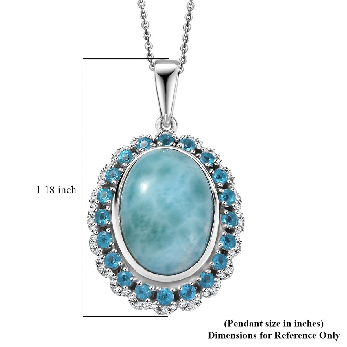 D’Joy Larimar, Multi Gemstone Pendant Necklace (20 Inches) in Rhodium Over Sterling Silver 8.00 ctw image number 5