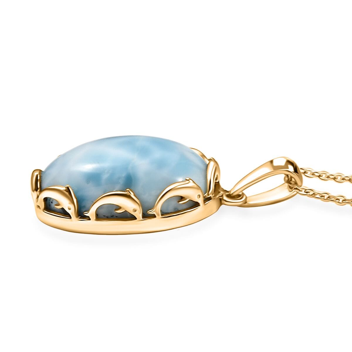 D'Joy Larimar 14 ctw Tidal Crown Pendant Necklace 20 Inches in 18K Vermeil Yellow Gold Over Sterling Silver image number 3