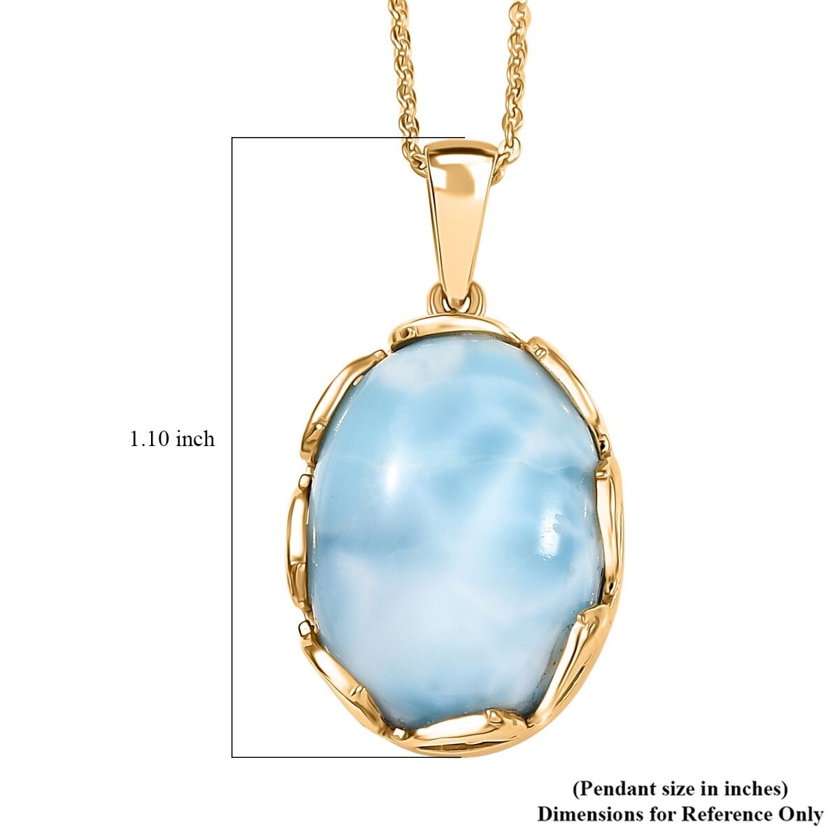 D'Joy Larimar 14 ctw Tidal Crown Pendant Necklace 20 Inches in 18K Vermeil Yellow Gold Over Sterling Silver image number 6