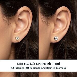 Set of 2 - Luxuriant Lab Grown Diamond (G-H, SI) Solitaire Stud Earrings in 18K Vermeil Yellow Gold and Rhodium Over Sterling Silver 1.00 ctw (Del. In 10-12 Days)