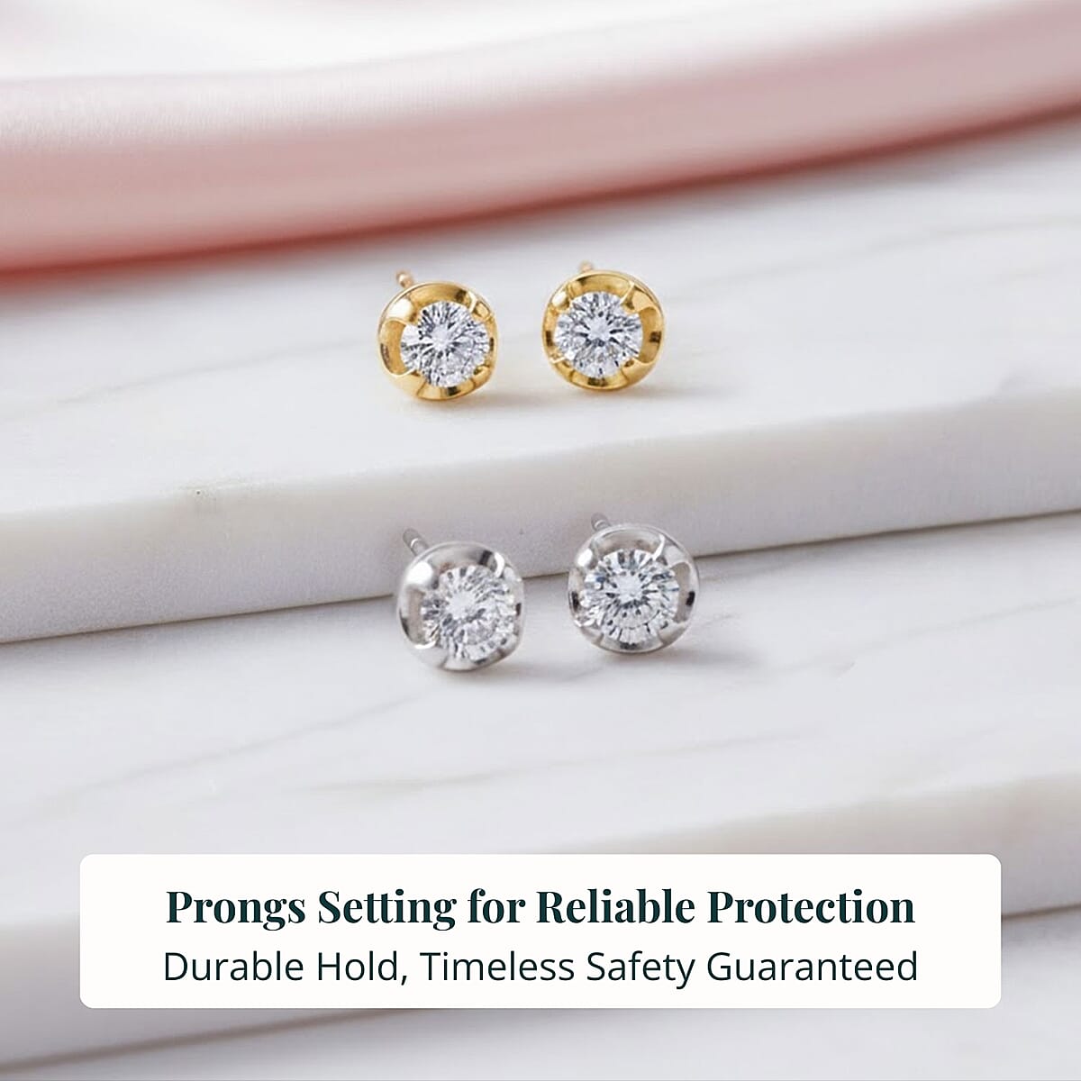 Set of 2 - Luxuriant Lab Grown Diamond (G-H, SI) Solitaire Stud Earrings in 18K Vermeil Yellow Gold and Rhodium Over Sterling Silver 1.00 ctw (Del. In 10-12 Days) image number 5