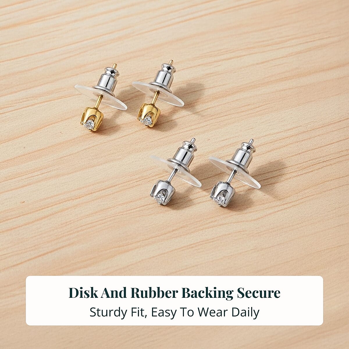 Set of 2 - Luxuriant Lab Grown Diamond (G-H, SI) Solitaire Stud Earrings in 18K Vermeil Yellow Gold and Rhodium Over Sterling Silver 1.00 ctw (Del. In 10-12 Days) image number 6