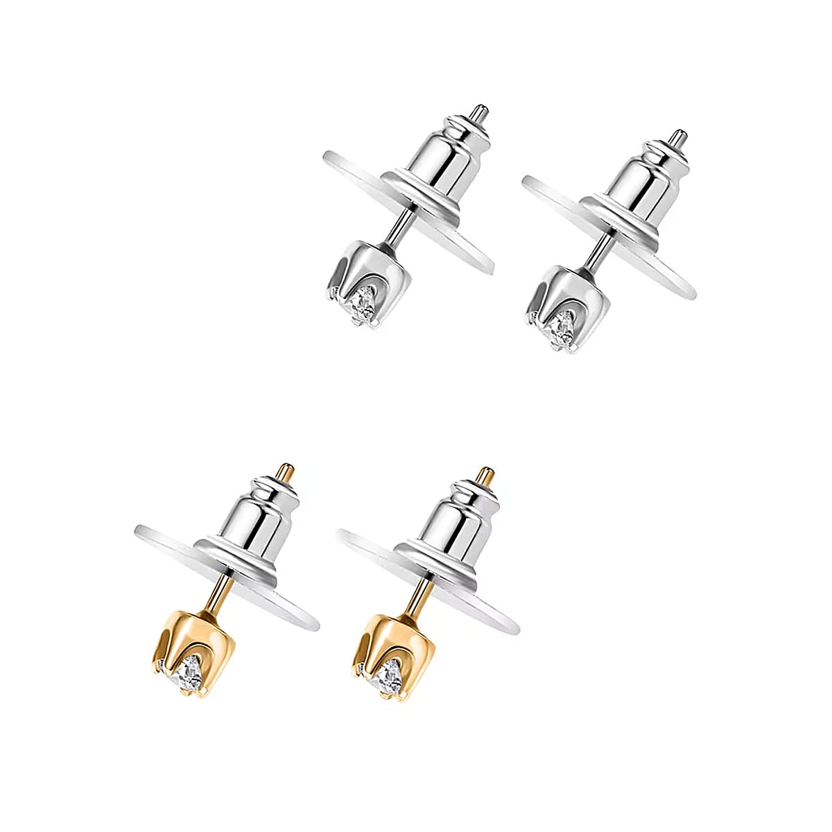 Set of 2 - Luxuriant Lab Grown Diamond (G-H, SI) Solitaire Stud Earrings in 18K Vermeil Yellow Gold and Rhodium Over Sterling Silver 1.00 ctw (Del. In 10-12 Days) image number 7