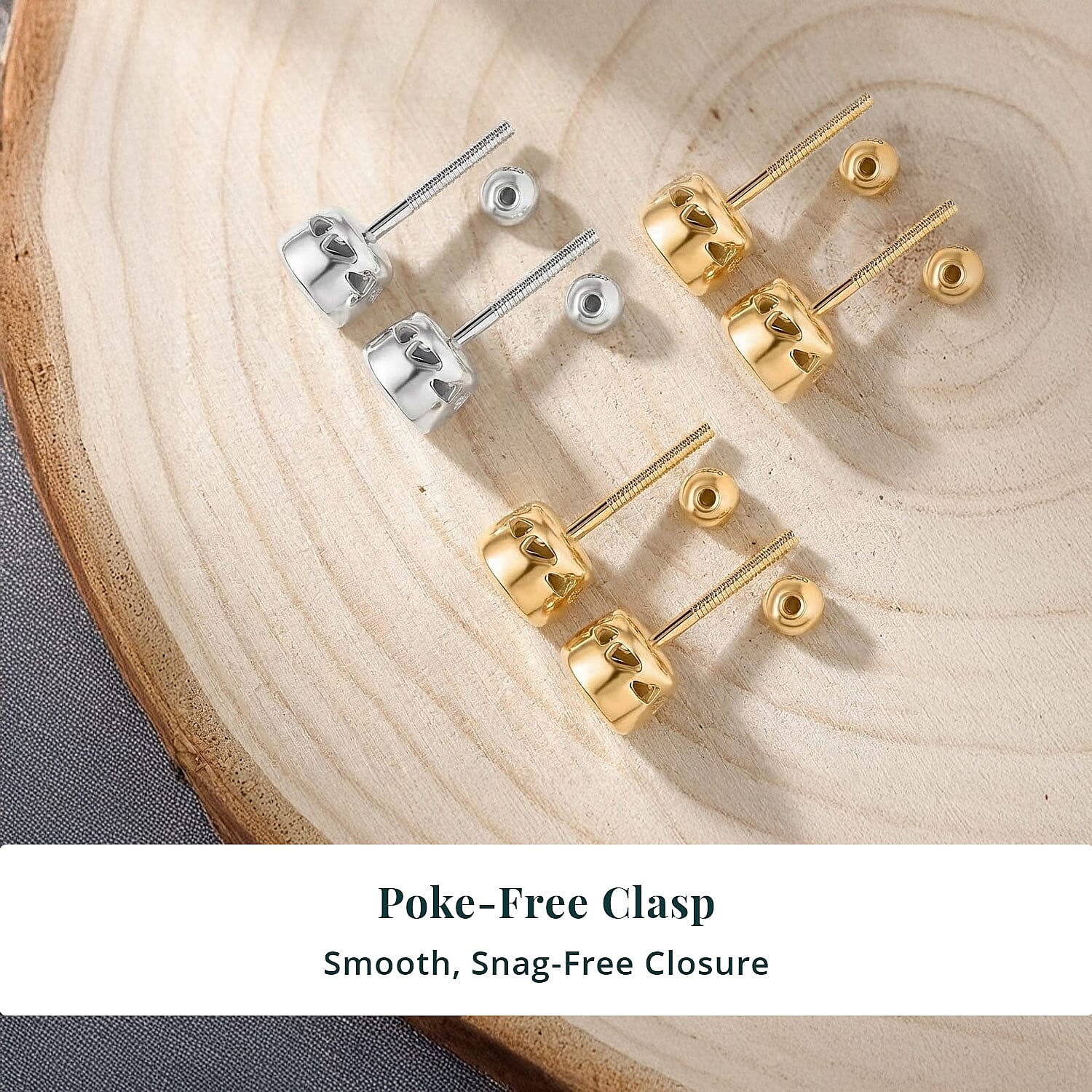 Set of 3 - Poke Free Luxuriant Lab Grown Diamond G-H SI Solitaire Stud Earrings in 18K Vermeil Yellow Gold and Rhodium Over Sterling Silver 1.50 ctw