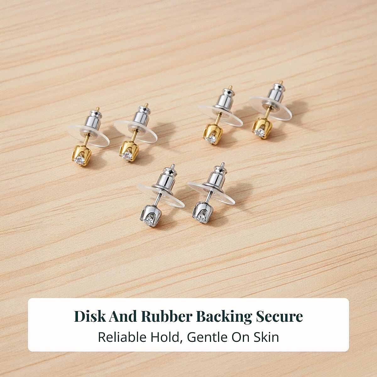 Set of 3 - Luxuriant Lab Grown Diamond (G-H, SI) Solitaire Stud Earrings in 18K Vermeil Yellow Gold and Rhodium Over Sterling Silver 1.50 ctw (Del. In 10-12 Days) image number 6