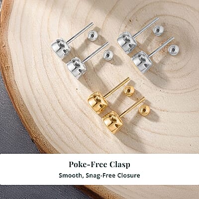Set of 3 - Luxuriant Lab Grown Diamond (G-H, SI) Solitaire Stud Earrings in Rhodium and 18K Vermeil Yellow Gold Over Sterling Silver 1.50 ctw (Del. In 10-12 Days)