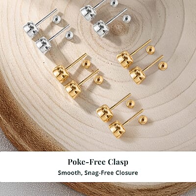 Set of 5 - Luxuriant Lab Grown Diamond (G-H, SI) Solitaire Stud Earrings in 18K Vermeil Yellow Gold and Rhodium Over Sterling Silver 2.50 ctw (Del. In 10-12 Days)