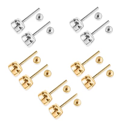 Set of 5 - Luxuriant Lab Grown Diamond (G-H, SI) Solitaire Stud Earrings in 18K Vermeil Yellow Gold and Rhodium Over Sterling Silver 2.50 ctw (Del. In 10-12 Days)