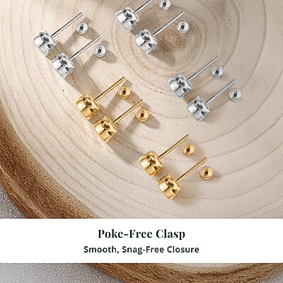 Set of 5 - Luxuriant Lab Grown Diamond (G-H, SI) Solitaire Stud Earrings in Rhodium and 18K Vermeil Yellow Gold Over Sterling Silver 2.50 ctw (Del. In 10-12 Days)