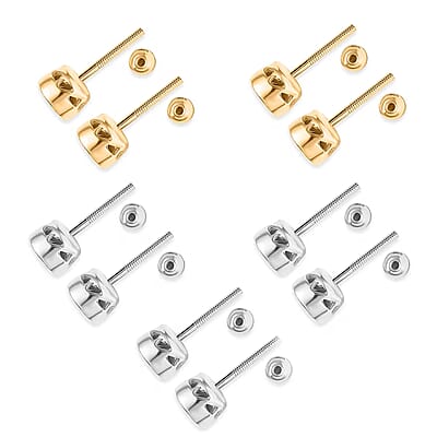 Set of 5 - Luxuriant Lab Grown Diamond (G-H, SI) Solitaire Stud Earrings in Rhodium and 18K Vermeil Yellow Gold Over Sterling Silver 2.50 ctw (Del. In 10-12 Days)