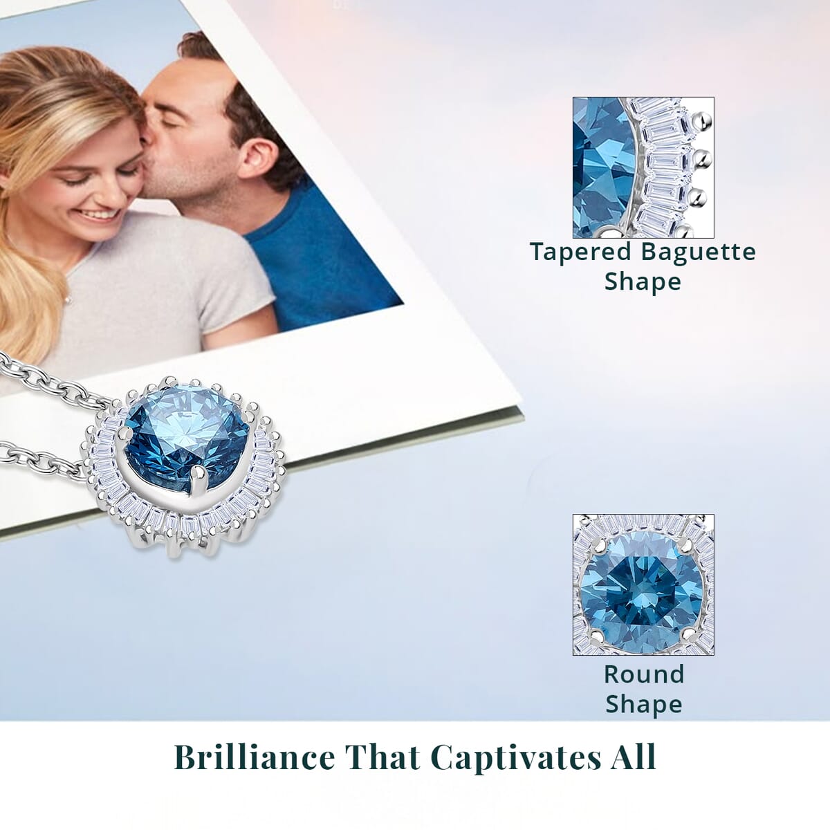 Luxuriant Lab Grown Blue Diamond SI and Lab Grown Diamond 1.00 ctw Halo Majesty Pendant Necklace 20 Inches in Rhodium Over Sterling Silver  image number 5