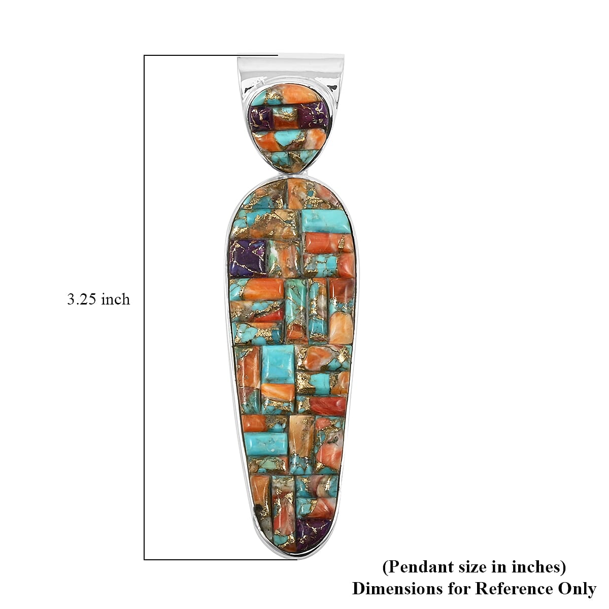 Santa Fe Style Spiny Turquoise 87.00 ctw Pendant and Earrings in Sterling Silver image number 4
