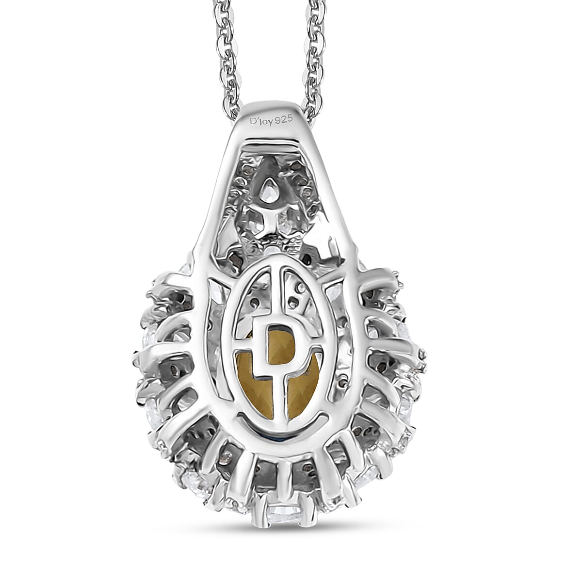 D'Joy Brazilian Heliodor and White Zircon 2.00 ctw Crown of Lights Pendant Necklace in Rhodium Over Sterling Silver 20 Inches  image number 4