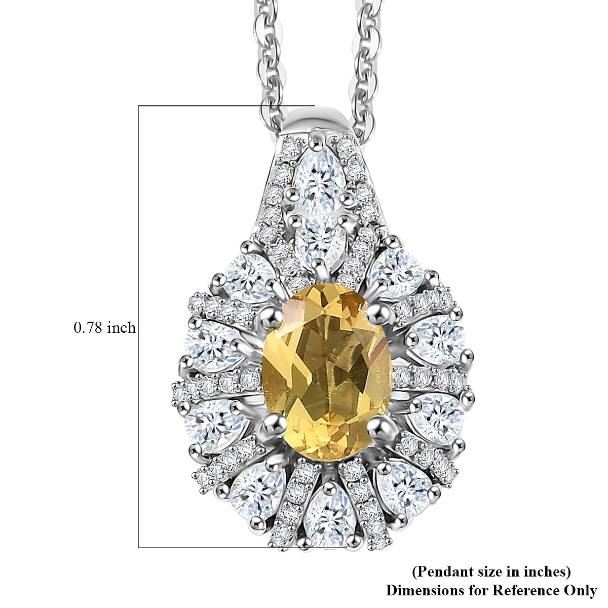 D'Joy Brazilian Heliodor and White Zircon 2.00 ctw Crown of Lights Pendant Necklace in Rhodium Over Sterling Silver 20 Inches  image number 5