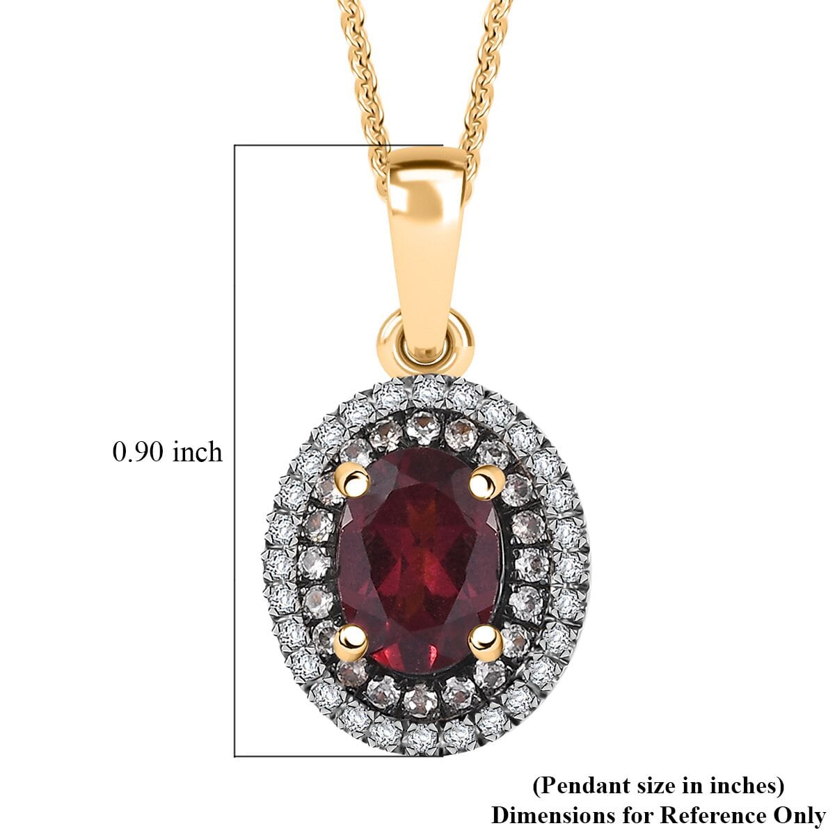 D'Joy Premium Tanzanian Wine Garnet, White and Chocolate Zircon 1.75 ctw Crown of Flame Pendant Necklace in 18K Vermeil Yellow Gold Over Sterling Silver 20 Inches image number 5