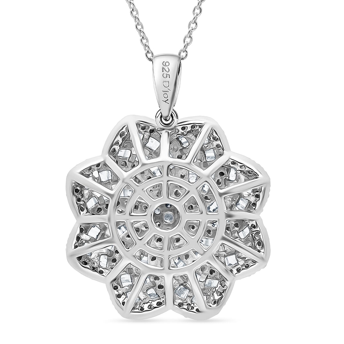 D'Joy Diamond 1.50 ctw Floral Pendant Necklace in Rhodium Over Sterling Silver 20 Inches image number 3