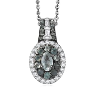 D'Joy Narsipatnam Alexandrite and White Zircon 1.00 ctw Regal Reflections Pendant Necklace 20 Inches in Rhodium Over Sterling Silver