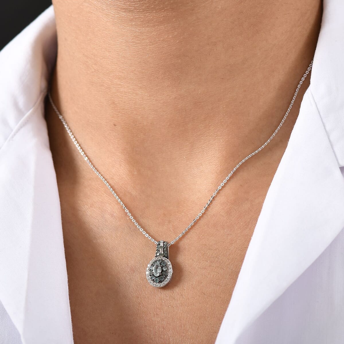 D'Joy Narsipatnam Alexandrite 1.00 ctw Pendant Necklace 20 Inches in Rhodium Over Sterling Silver image number 2