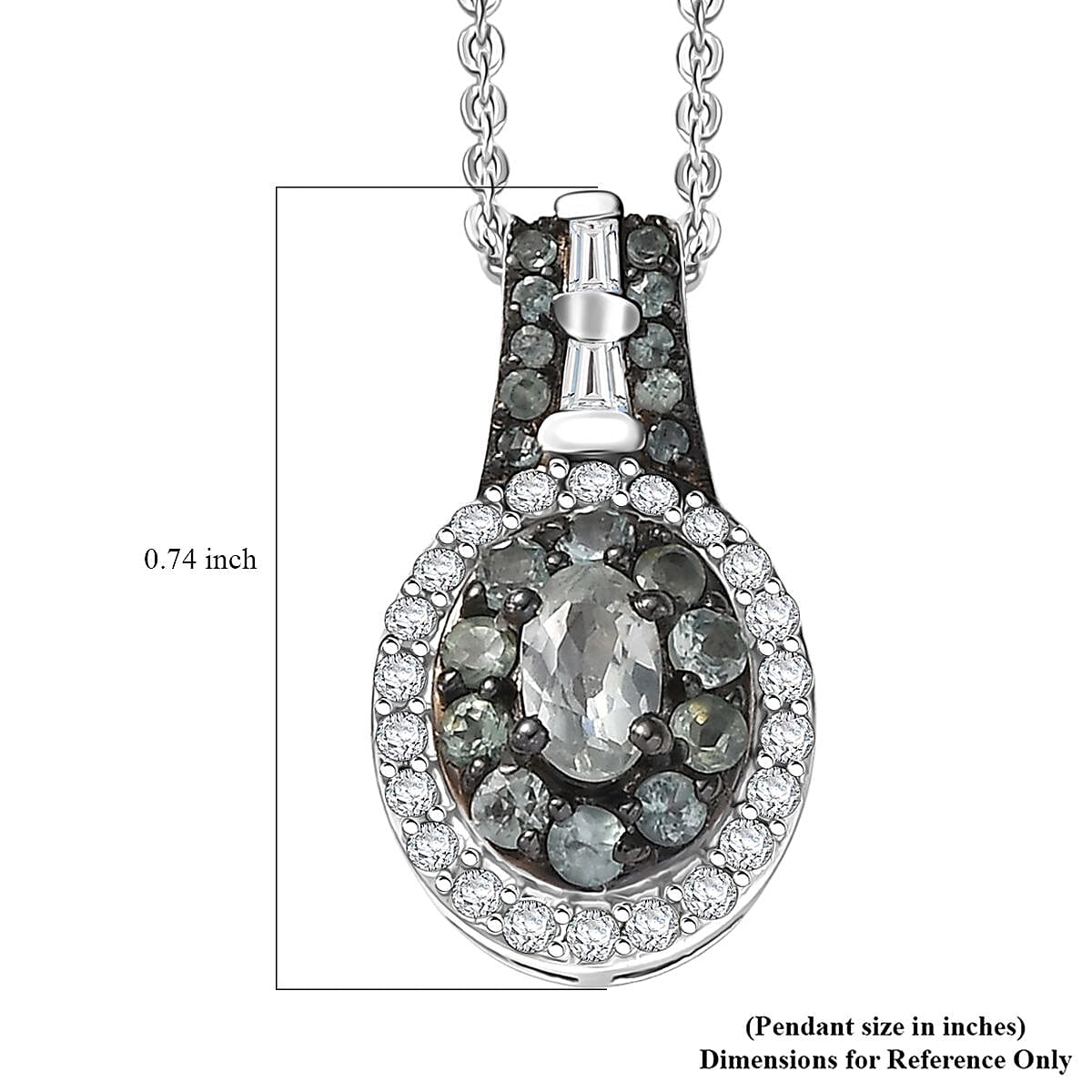 D'Joy Narsipatnam Alexandrite and White Zircon 1.00 ctw Regal Reflections Pendant Necklace 20 Inches in Rhodium Over Sterling Silver