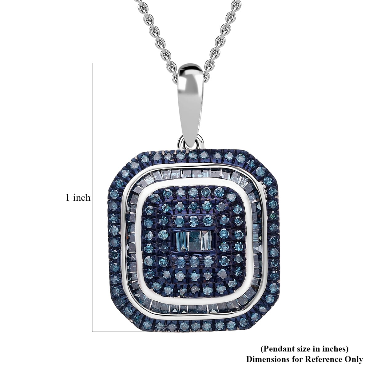 D'Joy Blue Diamond 1.00 ctw Pendant Necklace 20 Inches in Rhodium Over Sterling Silver image number 4