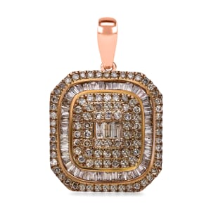 D'Joy Natural Champagne Diamond 1.00 ctw Mosaic Art Pendant Necklace 20 Inches in 18K Vermeil Rose Gold Over Sterling Silver (Del. in 8-10 Days)