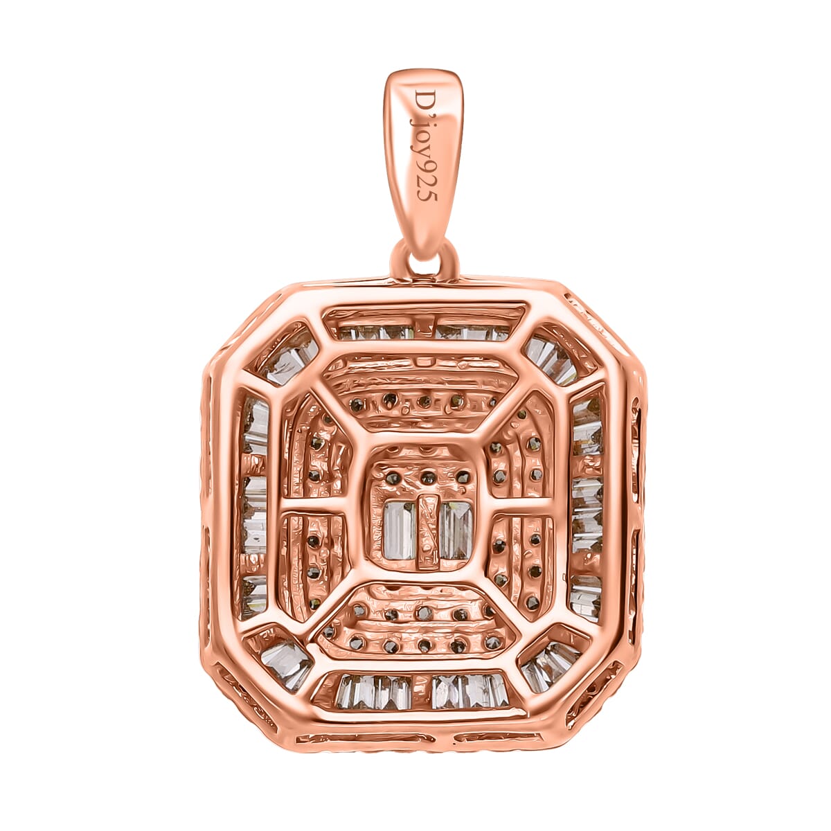 D'Joy Natural Champagne Diamond 1.00 ctw Mosaic Art Pendant Necklace 20 Inches in 18K Vermeil Rose Gold Over Sterling Silver  image number 3
