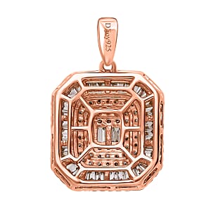D'Joy Natural Champagne Diamond 1.00 ctw Mosaic Art Pendant Necklace 20 Inches in 18K Vermeil Rose Gold Over Sterling Silver 