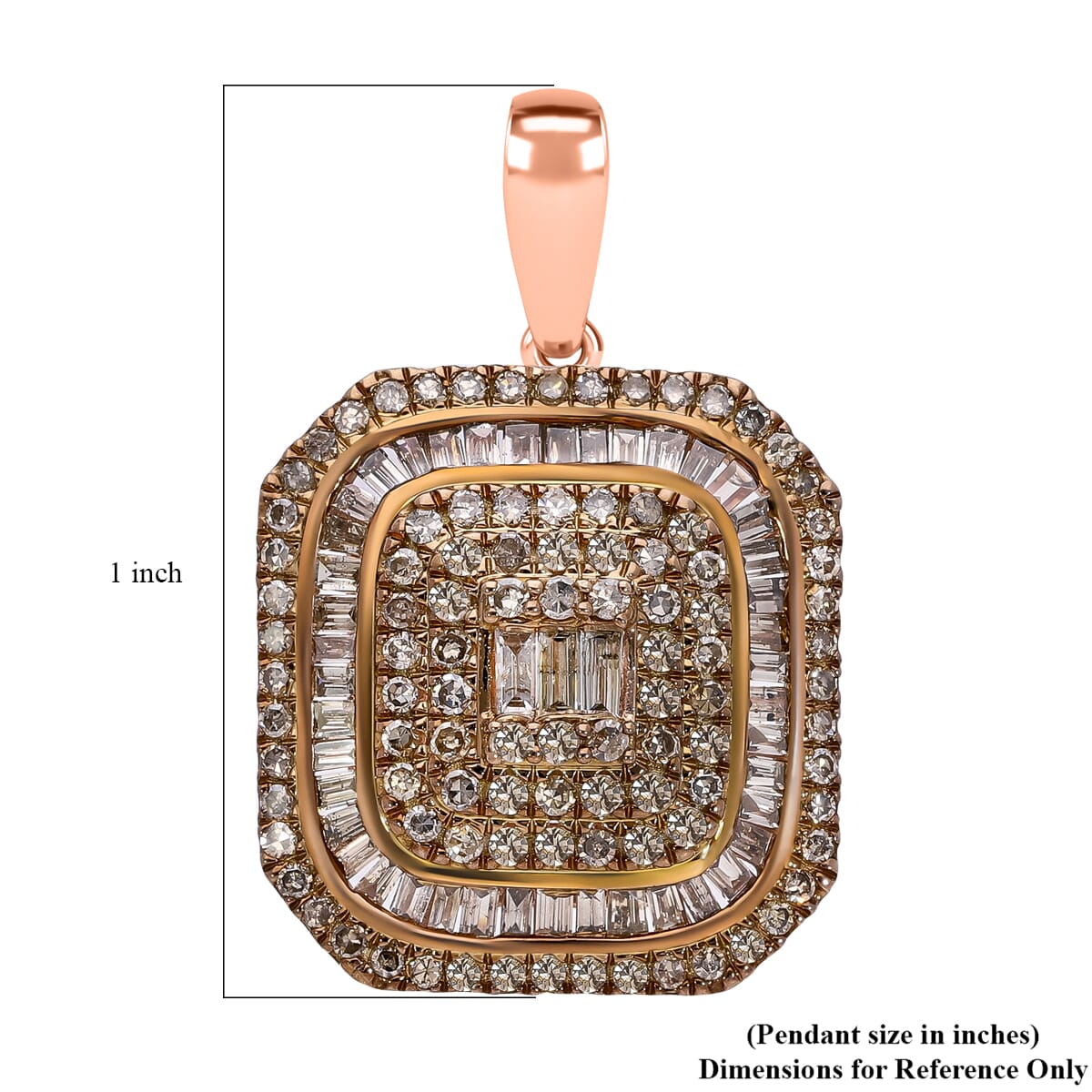 D'Joy Natural Champagne Diamond 1.00 ctw Mosaic Art Pendant Necklace 20 Inches in 18K Vermeil Rose Gold Over Sterling Silver  image number 4