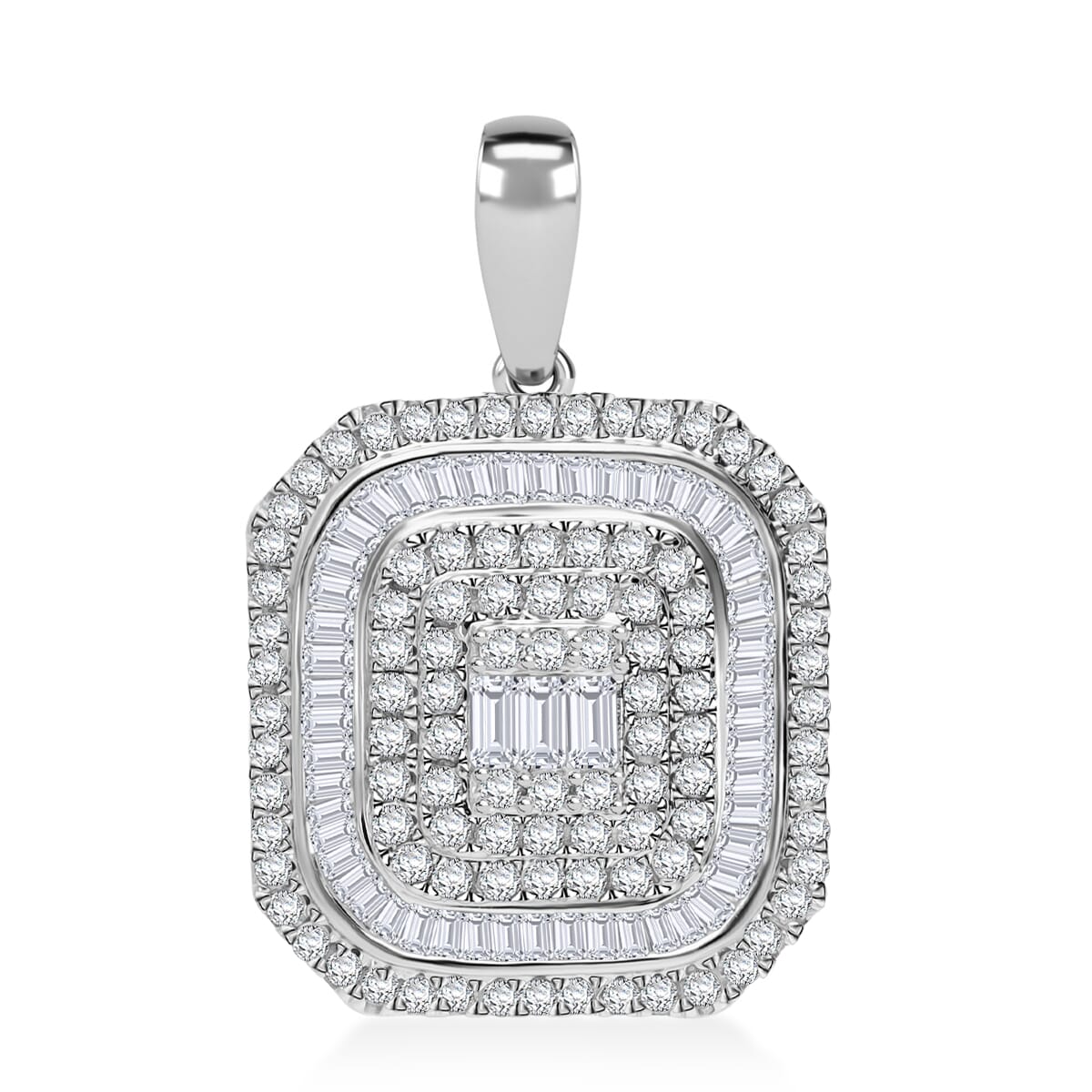 D'Joy Diamond 1.00 ctw Mosaic Art Pendant Necklace 20 Inches in Rhodium Over Sterling Silver image number 0