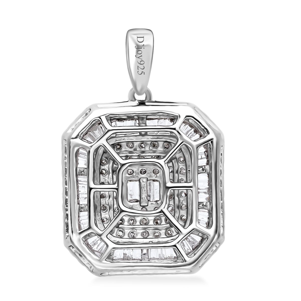 D'Joy Diamond 1.00 ctw Mosaic Art Pendant Necklace 20 Inches in Rhodium Over Sterling Silver image number 3