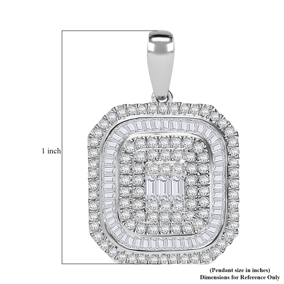 D'Joy Diamond 1.00 ctw Mosaic Art Pendant Necklace 20 Inches in Rhodium Over Sterling Silver image number 4