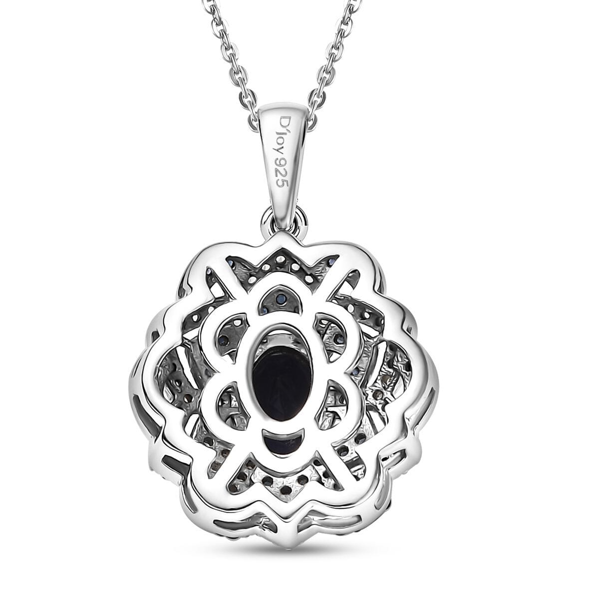 D'Joy Catalina Iolite and Multi Gemstone 1.15 ctw Celestial Queen Starblossom Pendant Necklace in Rhodium Over Sterling Silver 20 Inches  image number 4