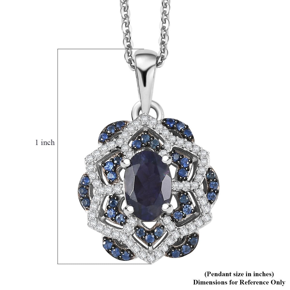 D'Joy Catalina Iolite and Multi Gemstone 1.15 ctw Celestial Queen Starblossom Pendant Necklace in Rhodium Over Sterling Silver 20 Inches  image number 6