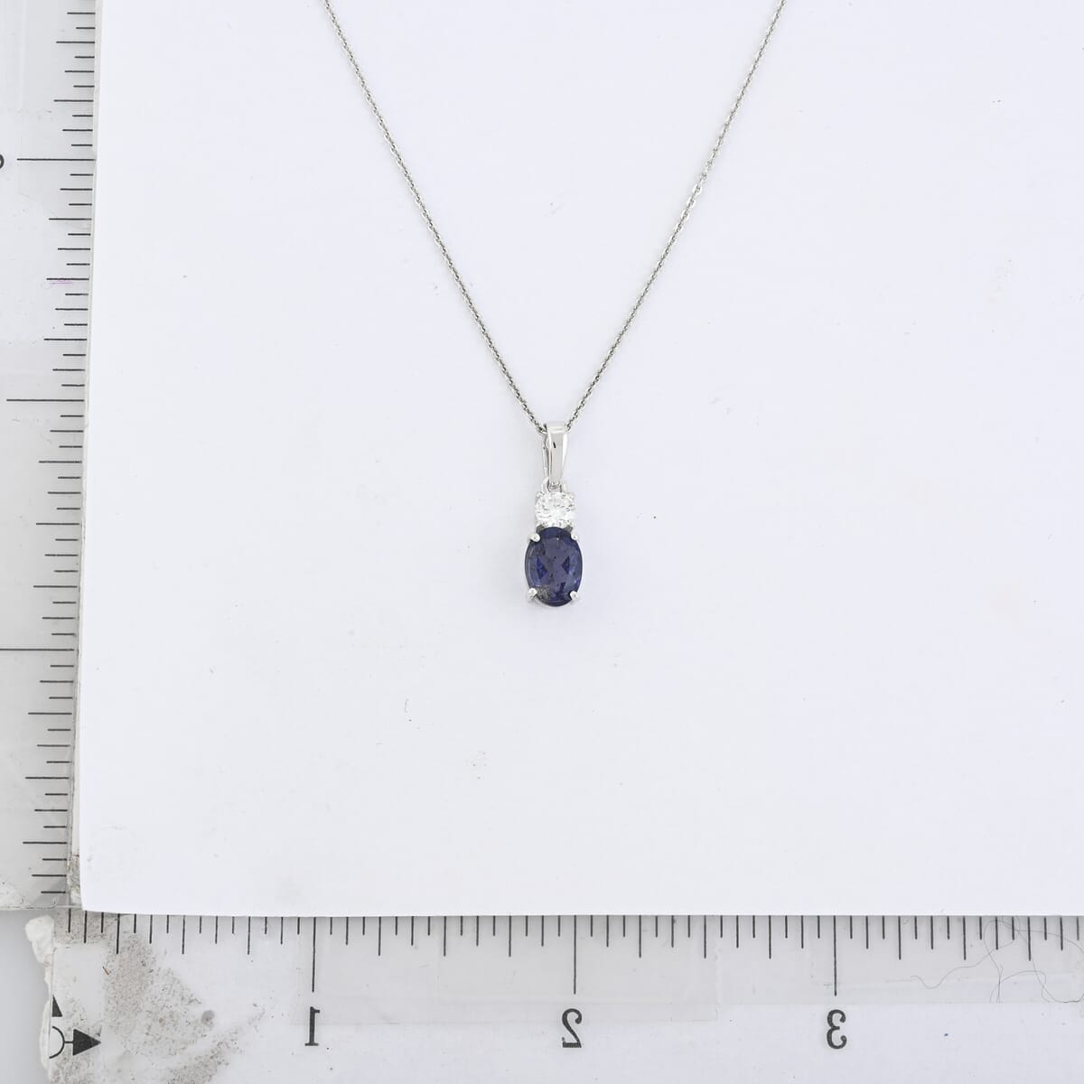D'Joy Catalina Iolite and Moissanite 1.25 ctw Timeless Grace Pendant Necklace in Rhodium Over Sterling Silver 20 Inches image number 0