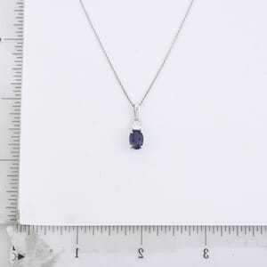 D'Joy Catalina Iolite and Moissanite 1.25 ctw Timeless Grace Pendant Necklace in Rhodium Over Sterling Silver 20 Inches