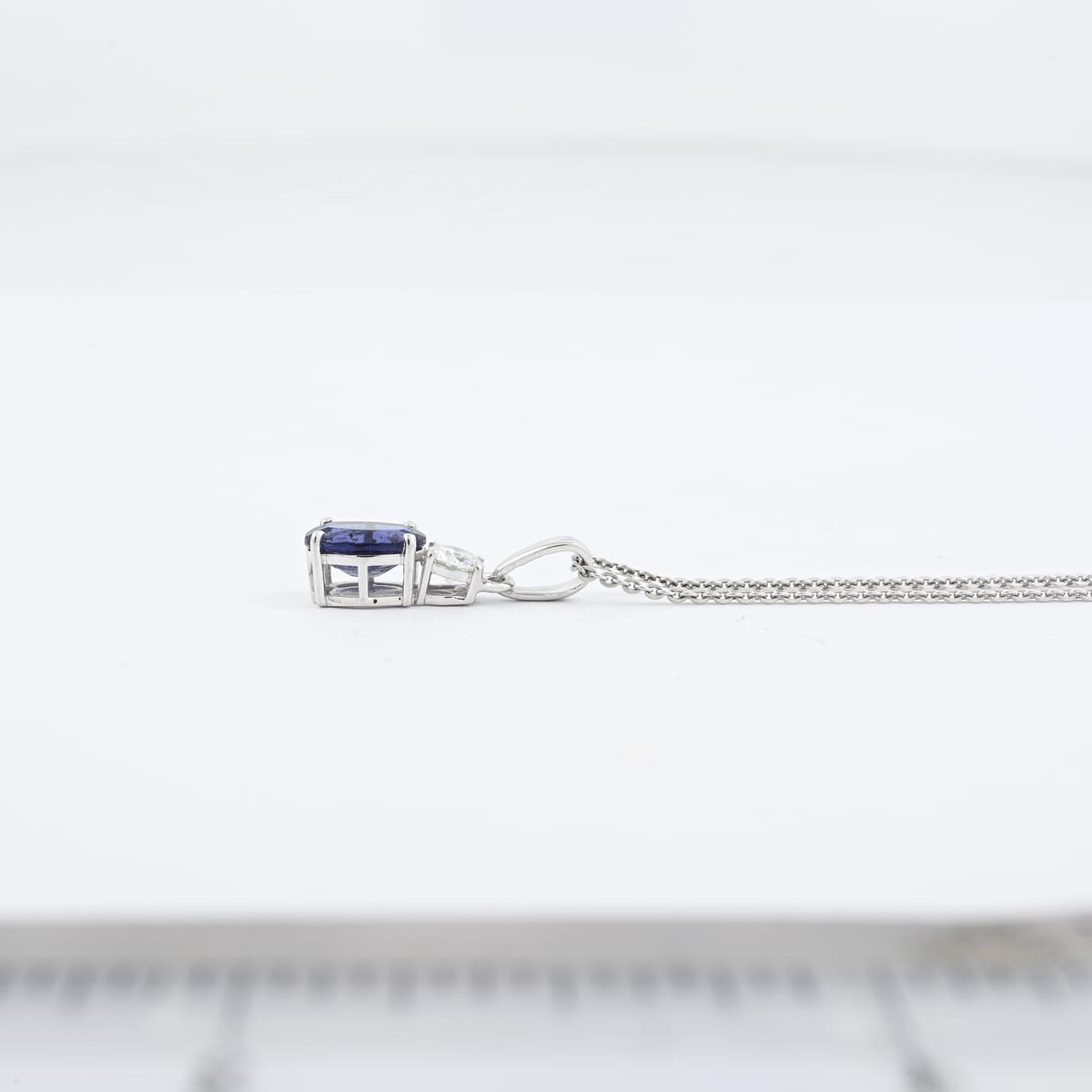 D'Joy Catalina Iolite and Moissanite 1.25 ctw Timeless Grace Pendant Necklace in Rhodium Over Sterling Silver 20 Inches image number 2
